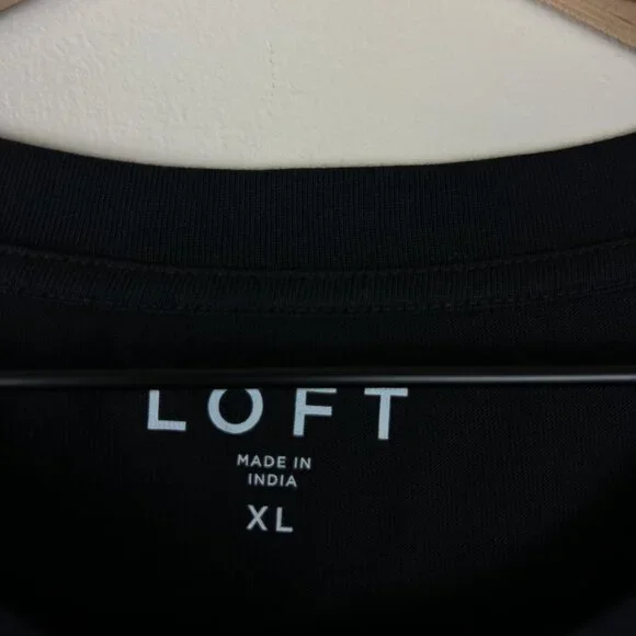 NWT LOFT Black Cap Sleeve Slim Fitted Bodice Muscle Tee - Picture 4 of 7